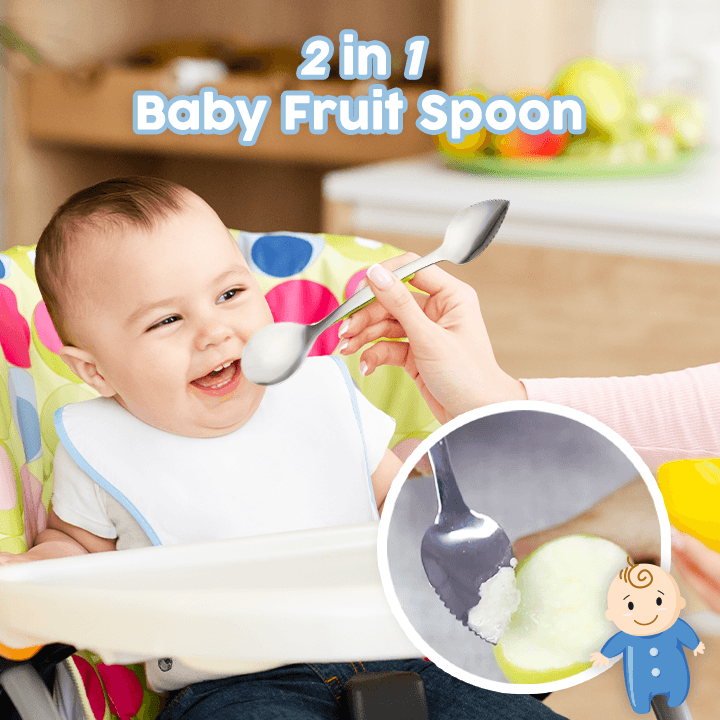 Baby Fruit Spoon Scraper for Baby Feeding 2 in 1 Multifunction Serrated  Fruit Spoon for Kids/
